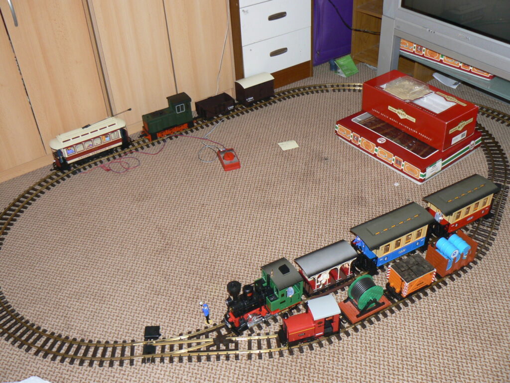 Trains on the bedroom floor
